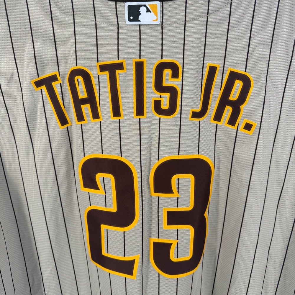 Nike MLB San Diego Padres Fernando Tatis Jr 23 Pinstripe Jersey Mens XXL Tan